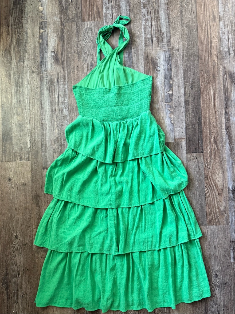 Green Ruffled Maxi Dress - Picture 2 of 3